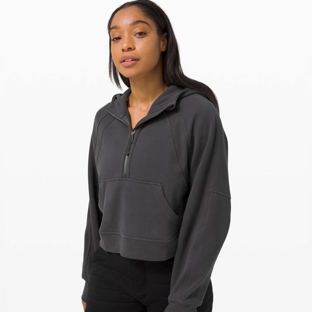 Lululemon Athletica Grey Half Zip Scuba Hoodie Relaxed Fit Size Small/Medium 6/8